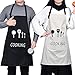 2 Pack Cooking Apron with Pockets, Waterproof Black and White Kitchen Apron, Adjustable BBQ Apron for Women Men…