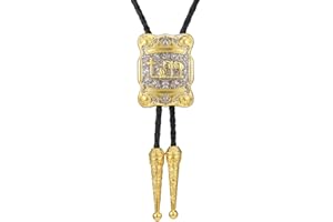 HUABOLA CALYN Bolo Tie for Men- Native American Western Cowboy Golden Longhorn Bull Flying Eagle Bolo tie