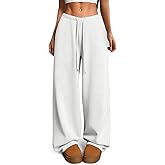 HeSaYep Women's Fleece Lined Sweatpants V-Waisted Wide Leg Sweat Pants Winter Warm Pants with Pockets
