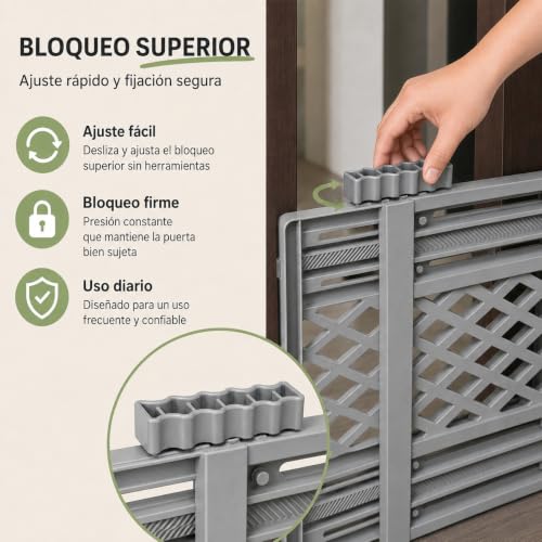 IJHFNL Puerta para Perro Plegable 65-106cm，Puertas para Perros Interior，Material Grueso, Ajustable, no Requiere perforación, Adecuado para Chihuahuas, Schnauzers Miniatura y carlinos. (Gris)