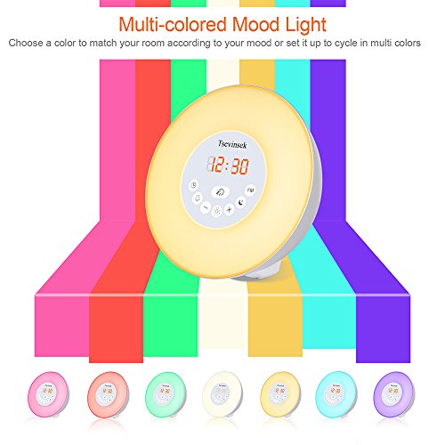 Tsevinsek Sunrise Alarm Clock Gentle Wake Up Light with Sunrise Simulation, Dawn Simulator, FM