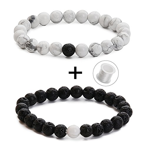 Couples His and Hers Bracelets 8mm Beads Matching Distance Bracelet(2 pcs)