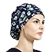 Outsport Print Flower Scrub Hat Surgical Caps for Women Ponytail