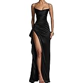 Memoriesea Women's Sleeveless Bodycon Spaghetti Strap Ruched Evening Party Maxi Dress