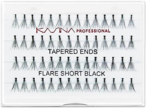 KASINA Professional individual Eyelashes #TFS #FS #Flare Short Tapered Ends Lashes in 100% Human Hair, Newer Version of Red Cherry, Pack of 6