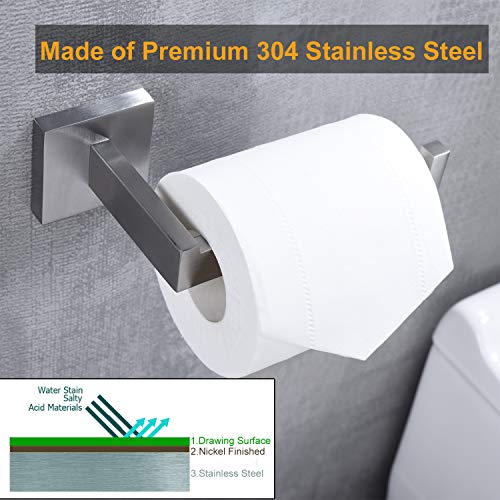 Nolimas Brushed Nickel Toilet Paper Holder SUS304 Stainless Steel Silver Half Open Square Wall Mount Rustfree Bathroom TP Holder Kitchen Washroom Tissue Roll Dispenser - Thumbnail 2