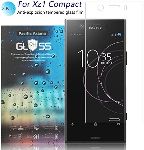 [2-Pack]XZ1 Comapct Screen Protector, Pacific Asiana Ultra Thin HD Clear [9H Hardness] [Anti-Scratch] [Full Coverage] [Shockproof] Ballistic Tempered Glass Screen Cover for Sony Xperia XZ1 Compact