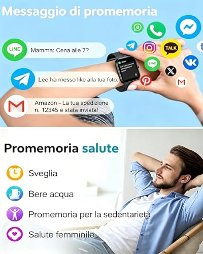 Popglory Smartwatch for Men and Women Calls, 1.85 Inches Health Watch with Blood Pressure, Heart Rate, Sleep, 100+ Sports Fitness Tracker, Pedometer, Compatible with Apple, Samsung, Android