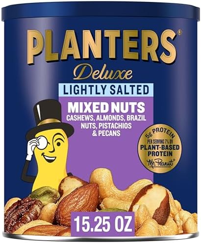 PLANTERS Deluxe Lightly Salted Mixed Nuts, Party Snacks, Plant-Based ...