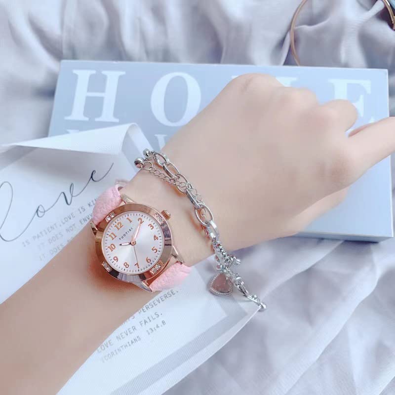 TUOTISI Girls Student Watch - Simple Japan Quartz Casual Leather Strap Watches for Ladies Fashion Women Ages 11-15