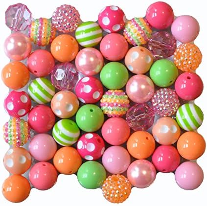 Spring Fling 20mm Chunky Bubblegum Bead 50 Piece Bulk Set From Boutique Craft Supplies