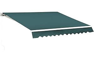 MCombo 12x10 Feet Manual Retractable Patio Door Window Awning Sunshade Shelter Outdoor Canopy, 1210 (Green)