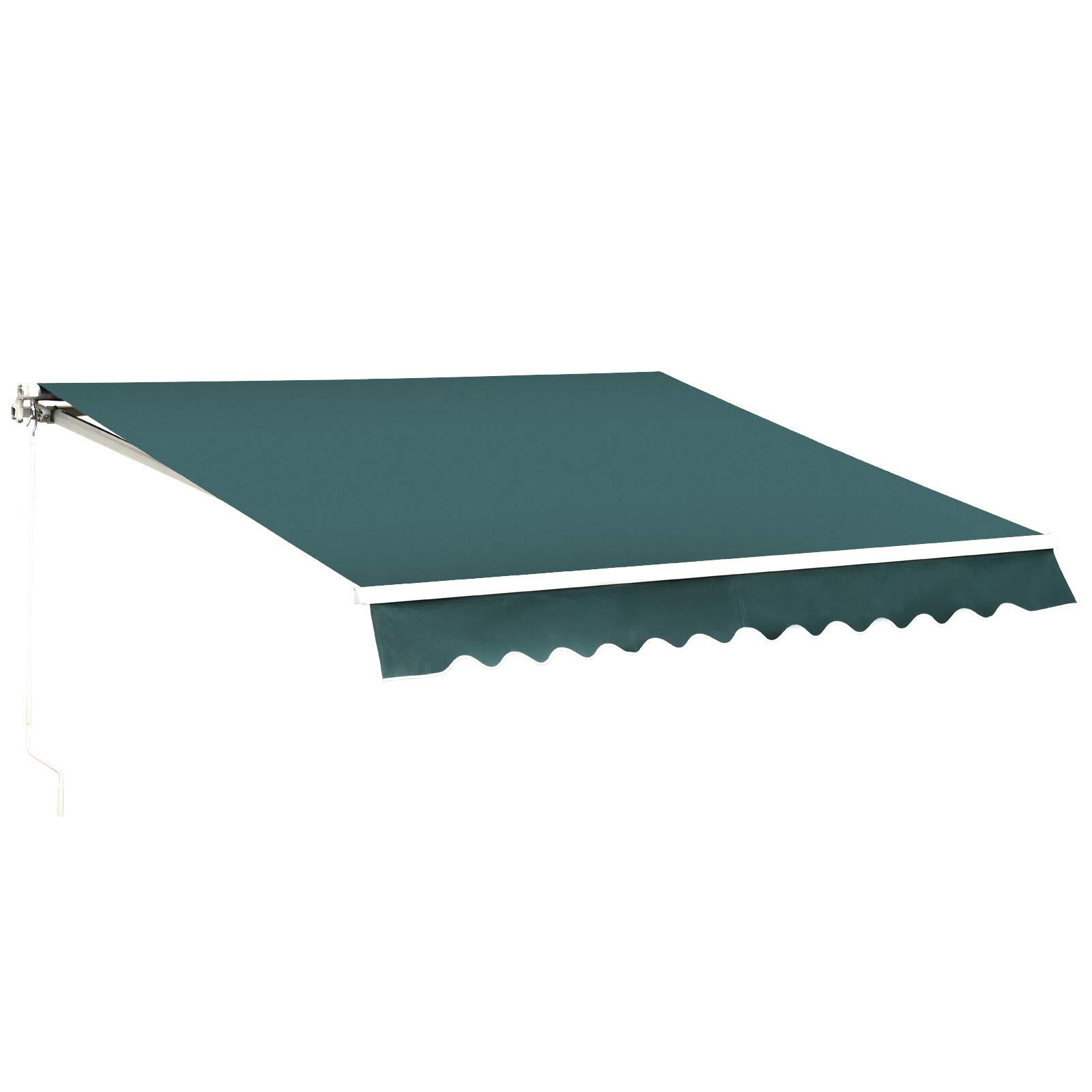 MCombo 13x8 Feet Manual Retractable Patio Door Window Awning Sunshade Shelter Outdoor Canopy (Green)