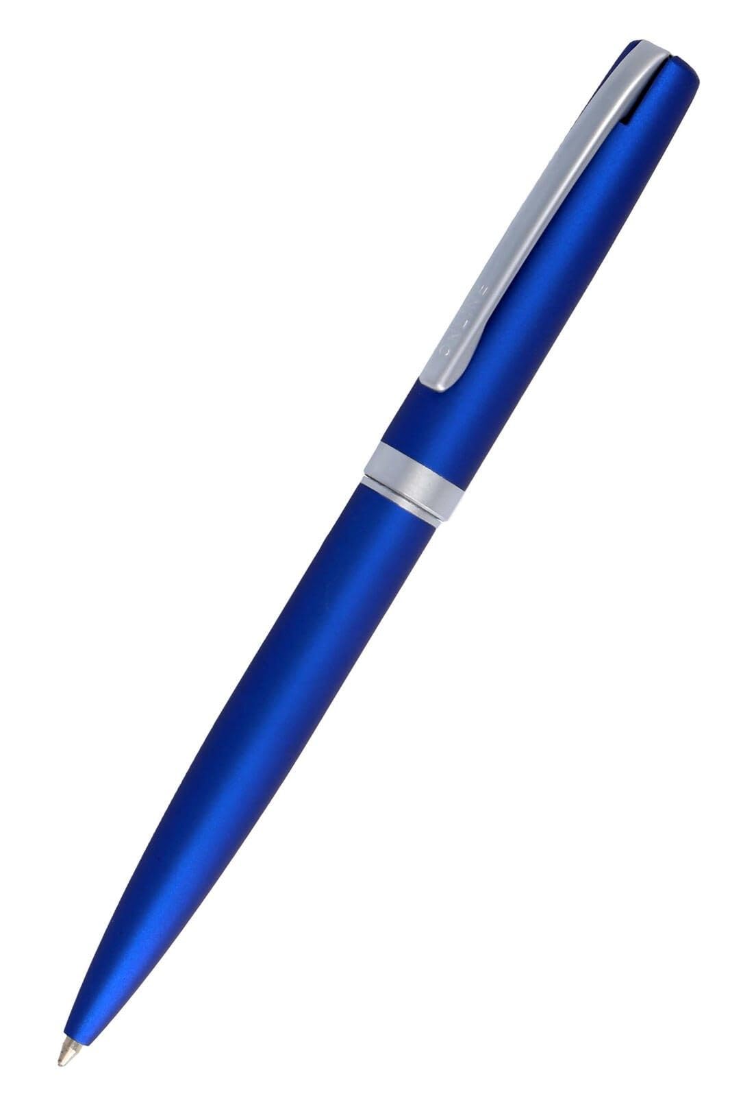 Online Eleganza Ballpen I Satin Blue I Replaceable Large Refill I Metal Biro I Ink Colour Black I Retractable I Ballpoint Pen In Gift Box, 1 piece (1 pack), 34642
