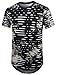 Moomphya Mens Hip Hop Tie-Dyed Ripped Hole Stripe Hipster Curve Hem Short Sleeve T Shirt Black Medium
