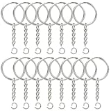 100PCS Split Key Ring with Chain, Lystaii Nickel Plated Split Key Ring with Chain Silver Color Metal Split Keychain Ring Parts with 1inch /25mm Open Jump Ring and Connector - Make Your Own Key Ring