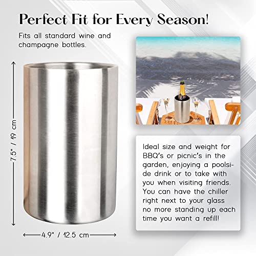 Pixestie Wine Chiller, Prosecco & Champagne Bucket, Wine Bottle Cooler, Wine Accessories, Gifts