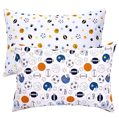 UOMNY Sports Theme Toddler Boys Pillowcase 2 Packs Standard Soccer