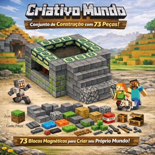 Blocos Magnéticos de Montar 3D Infantil – 73 Peças