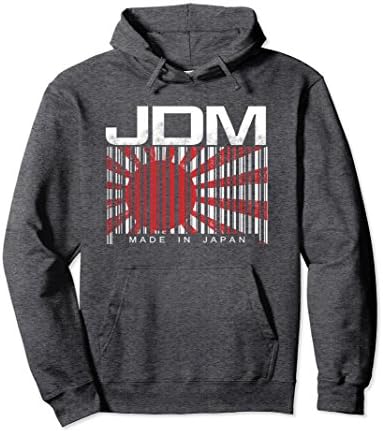 Unisex JDM Bar code Made in Japan Motorsport Mens Hoodie Large Dark Heather