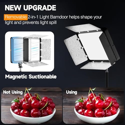 EMART 25 x 20 cm Photo Light with Magnetic Sunshade, 2 Pack of LED Video Lighting Panel 15 W Dimmable (2800K-7000K) Video Lamp for Live Streaming, Youtube and Vlog