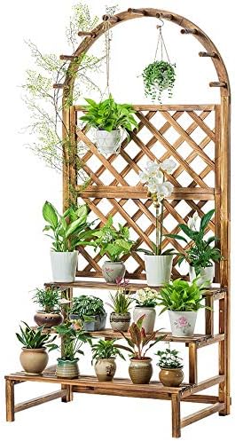 Yuqianqian Garden Plant Stand Plant Rack Display Planter With Lattice Garden Rectangular Wooden For Vines Garden Climbing Flower Plant Pot Box Garden Patio Wood Trellis Panel For Home Decor