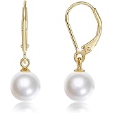Mameloly Pearl Earrings for Women Leverback Dangle Trendy Simulated Pearl Drop Earrings 14K Gold Plated Sterling Silver 925 Cute Jewery for Women