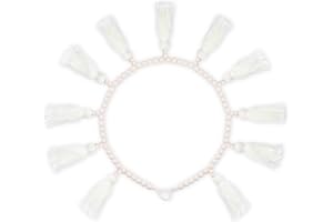 BLUEMAKE Tassels Garland with Wood Bead,Boho Garland Decor,Decorative Macrame Banner for Girls Room Nursery Baby Shower Classroom (White)