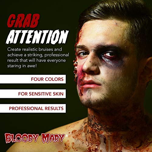 Special Effects Bruise Makeup Kit By Bloody Mary - Theatrical & Halloween Bruising Palette - SFX Fake Bruise Wheel For Fresh, Black, Blue, Old & Healing Bruises - Non Toxic