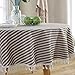 Lahome Stripe Tassel Tablecloth - Cotton Linen Table Cover Kitchen Dining Room Restaurant Party Decoration (Round - 60