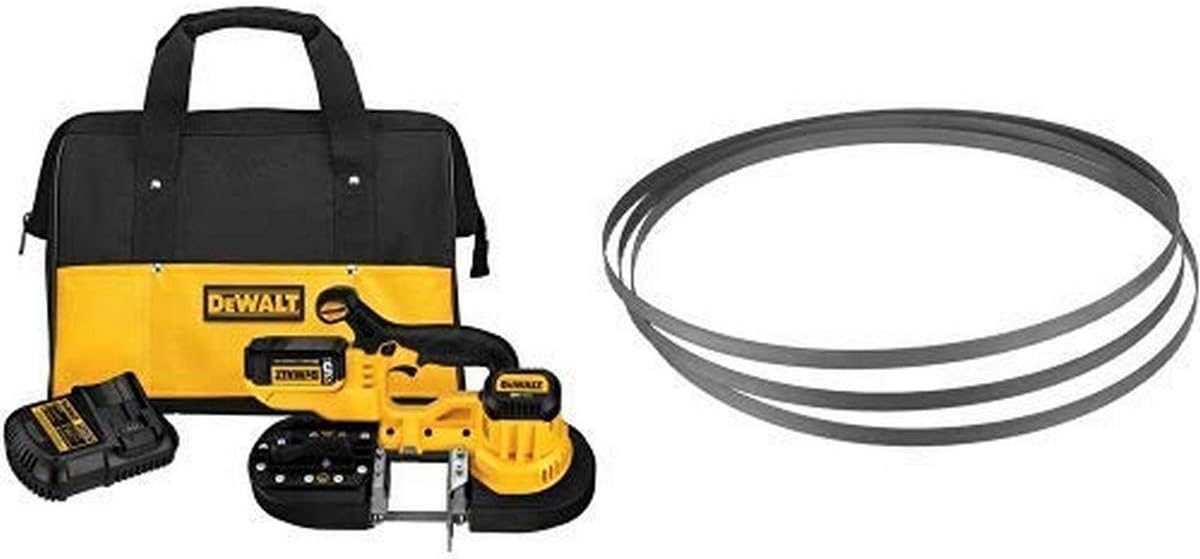 DEWALT DCS371P1 20V MAX Lithium Ion Band Saw Kit with DEWALT DW3984C 24 TPI Portable Band Saw Blade, 3-Pack
