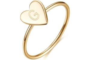 Memorjew 925 Sterling Silver Rings for Girls Women, Dainty Initial Heart Ring Stacking Ring for Women Girls Jewelry Gifts
