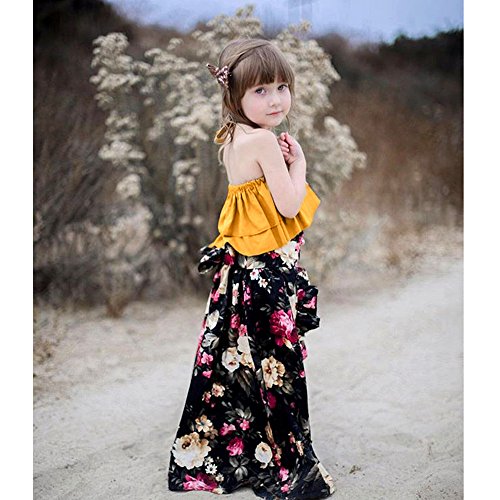 Baby Girls Off-Shoulder Strap Top+Floral Bloomer Shorts/Dress Sisters Twins Clothes Set