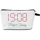 MoCaliduccious Sorority Gift Pink and Green Makeup Cosmetic Bags Black Greek Sorority Gift Paraphernalia Gift Friendship Graduation Birthday Travel Organizer Toiletry Bag With Zipper (Perfect Timing)