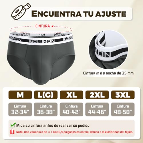 IGOLUMON Trusas para Hombre 7 Piezas Briefs Hombre Transpirable Bambú Rayón Ropa Interior Hombre Tagless Elástica con Pouch