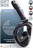 Findive Panoramic Full Face Snorkel Mask. Large Viewing Area, Easy Breath, Action Camera Mount, Anti-Fog and Anti-Leak Snorkeling Design (2017 New Version) Best Gift