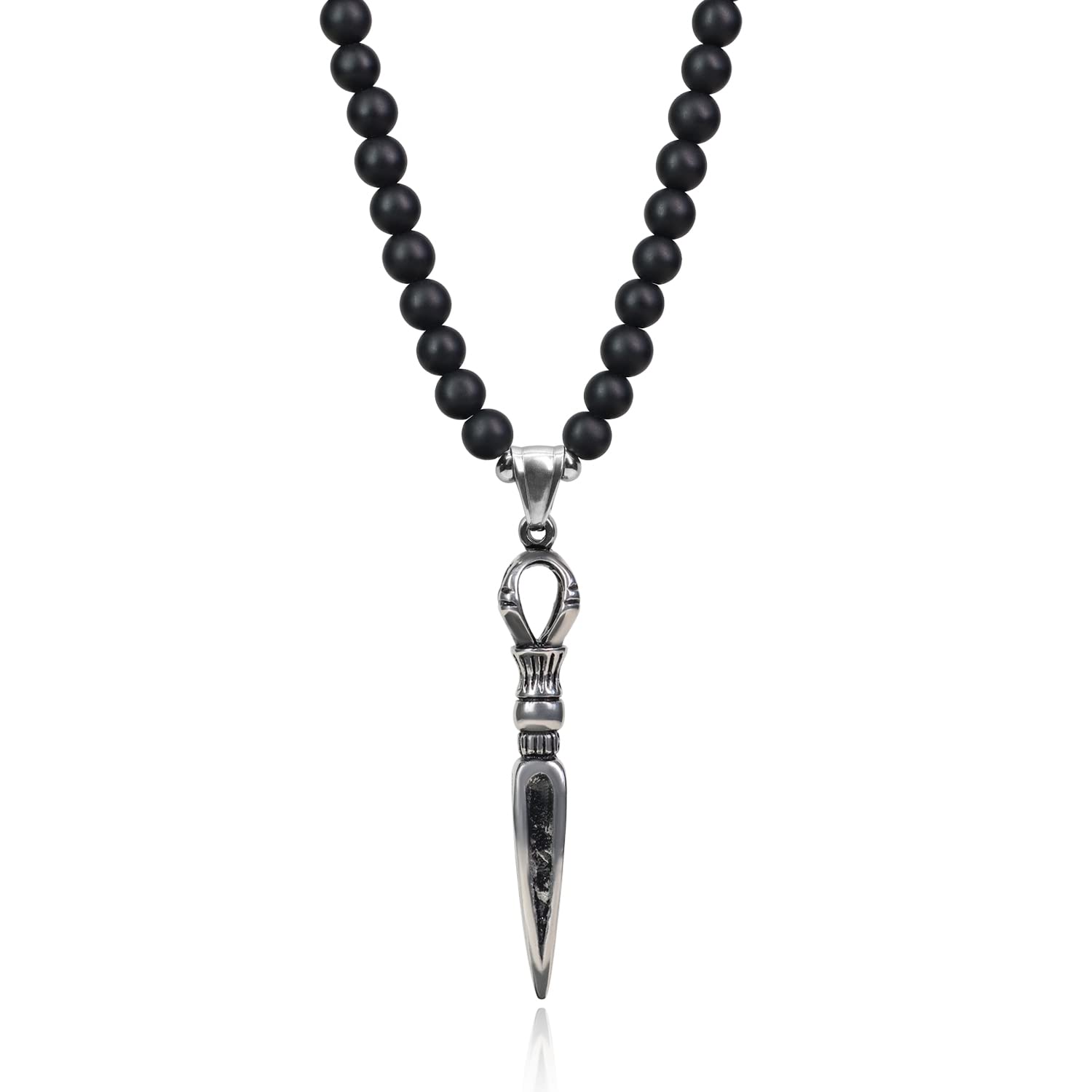 COAI Religious Jewelry Onyx Stone Beaded Vajra Pendant Necklace