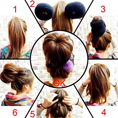 ClothoBeauty 1 piece Huge Extra Large Size Hair Bun Donut Maker, Ring Style Bun, Women Chignon Donut Buns Doughnut Shaper Hair Bun maker 6.3 inches (For Thick and Long Hair) (XX-Brown) - Thumbnail 6