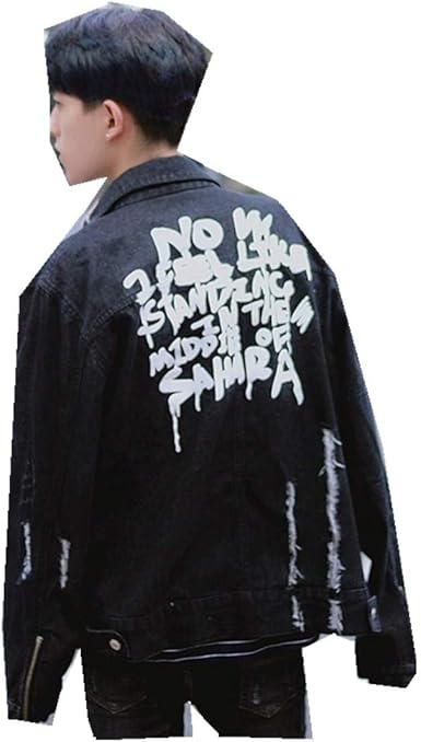 black denim jacket graffiti