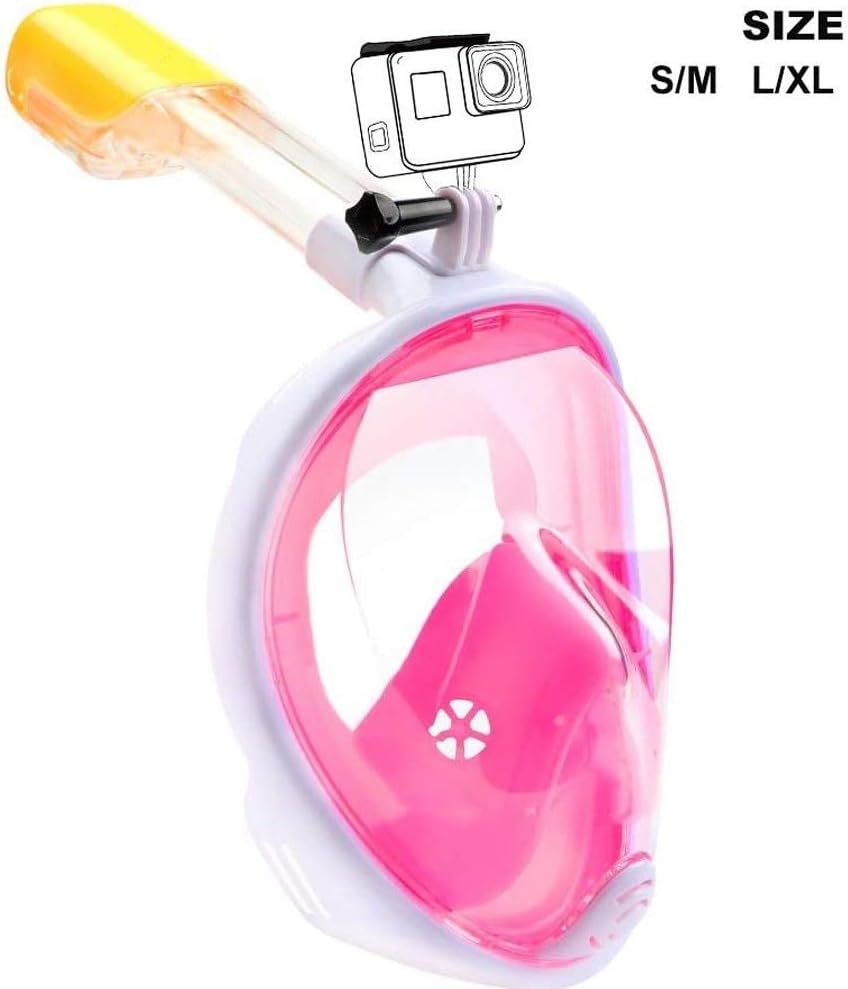 Pink Easy Breathing Full Diving Masks 180°Seaview Face Snorkeling Mask
