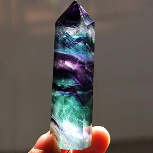 GTIA Hexagonal Quartz Stone Healing Crystal Quartz Energy Stone Purple Green Gem Stone -- 5-6cm (B)