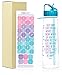 AQUANEÜ babyneü Pregnancy Gift Time Marked Water Bottle with Motivational Quote, Daily Water Intake. BPA-Free, Straw, sip top (BABST Aqua)