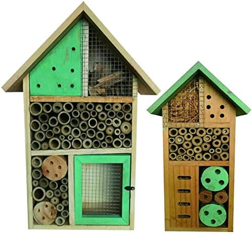 Heritage Fix On Insect Wooden Green Hotel Nest Home Bee Keeping Bug Garden Ladybird Box Hotel (Small & Medium Insect Hotel Set)
