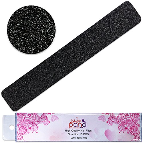 Pana Black Nail File Jumbo Size Blue Center (Grit: 100 x 100, Pack of 10 Pieces) USA Professional Emery Board JUMBO Size Nail Files