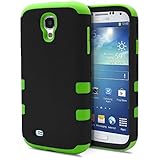 Galaxy S4 Case, MagicMobile® Hybrid Impact Shockproof Protective Case for Samsung Galaxy S4 Cover Hard Armor Shell and Soft Silicone Skin Layer [ Black -Green ] with Screen Protector and Stylus