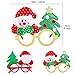 12 Pcs Christmas Glasses Frames Glitter Party Costume Eyeglasses for Christmas Parties Holiday Favors Cosplay Photo Booth (One Size Fits All)