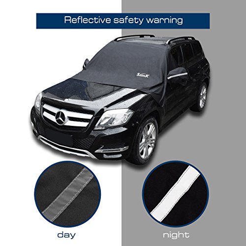 SlimK Magnetic Windshield Cover for Ice and Snow Fits Any Car, Truck, SUV, Van or Automobile - 4 Seasons Smart Use - Top Quality Exterior Auto Snow Windshield Cover Magnetic Edges No Need Ice Scraper