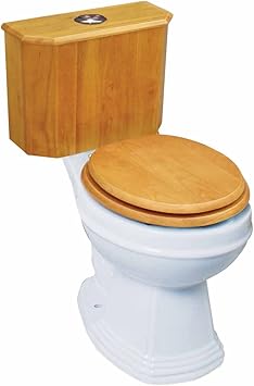 Amazon Lowboyトイレ ホワイトラウンドライトオークウッドタンクトイレ 斜めフロント 便座 便器