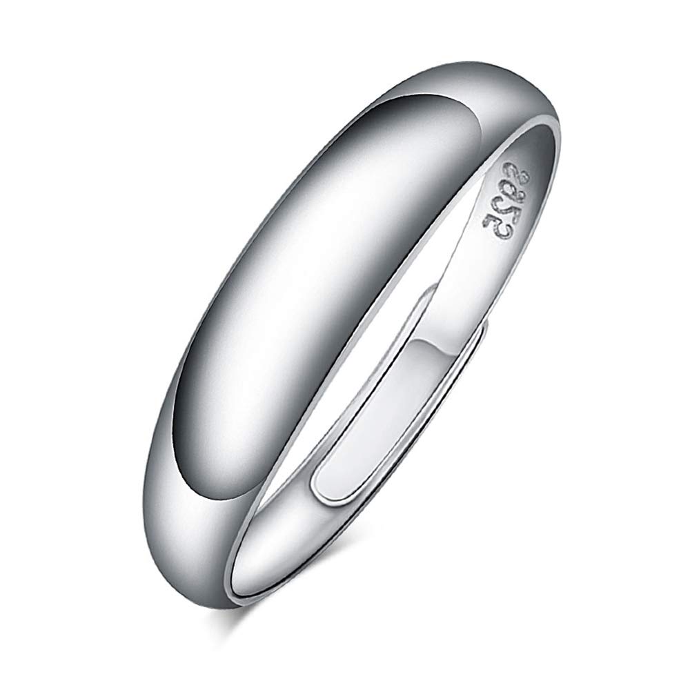 CPSLOVE 925 Sterling Silver Couple Ring, Simple Men's ring and Women's ring, Adjustable Size, Elegant engagement ring, wedding ring