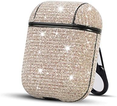 HIDAHE AirPods Case, AirPods Case Cute, AirPods Cover, Bling AirPod 2 Cover, Glitter AirPods Case for Apple AirPods 2 & 1, Gold